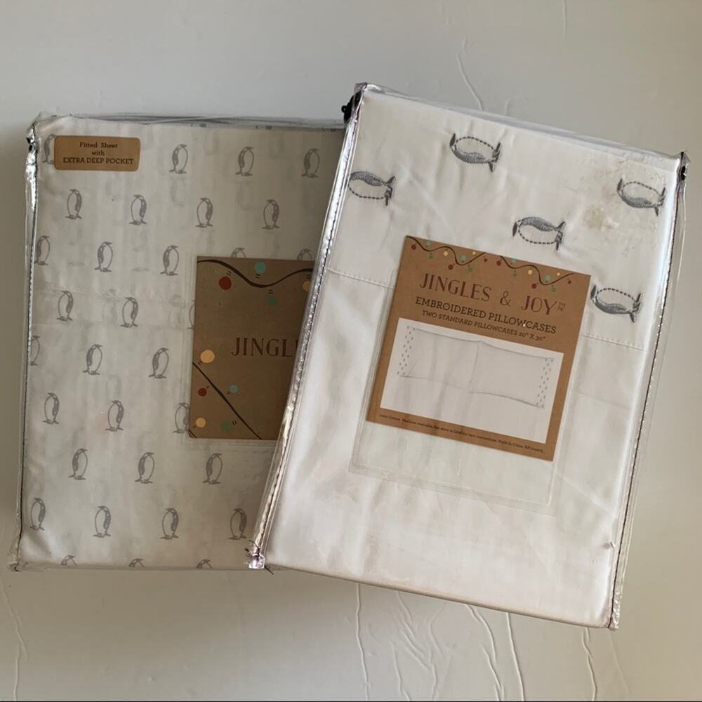 NIP Jingles & Joy Penguin Sheets Queen